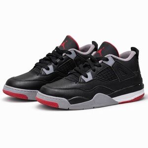 🔴⚫️Nike Air Jordan 4 Retro Black Cement Kids Size 10C
